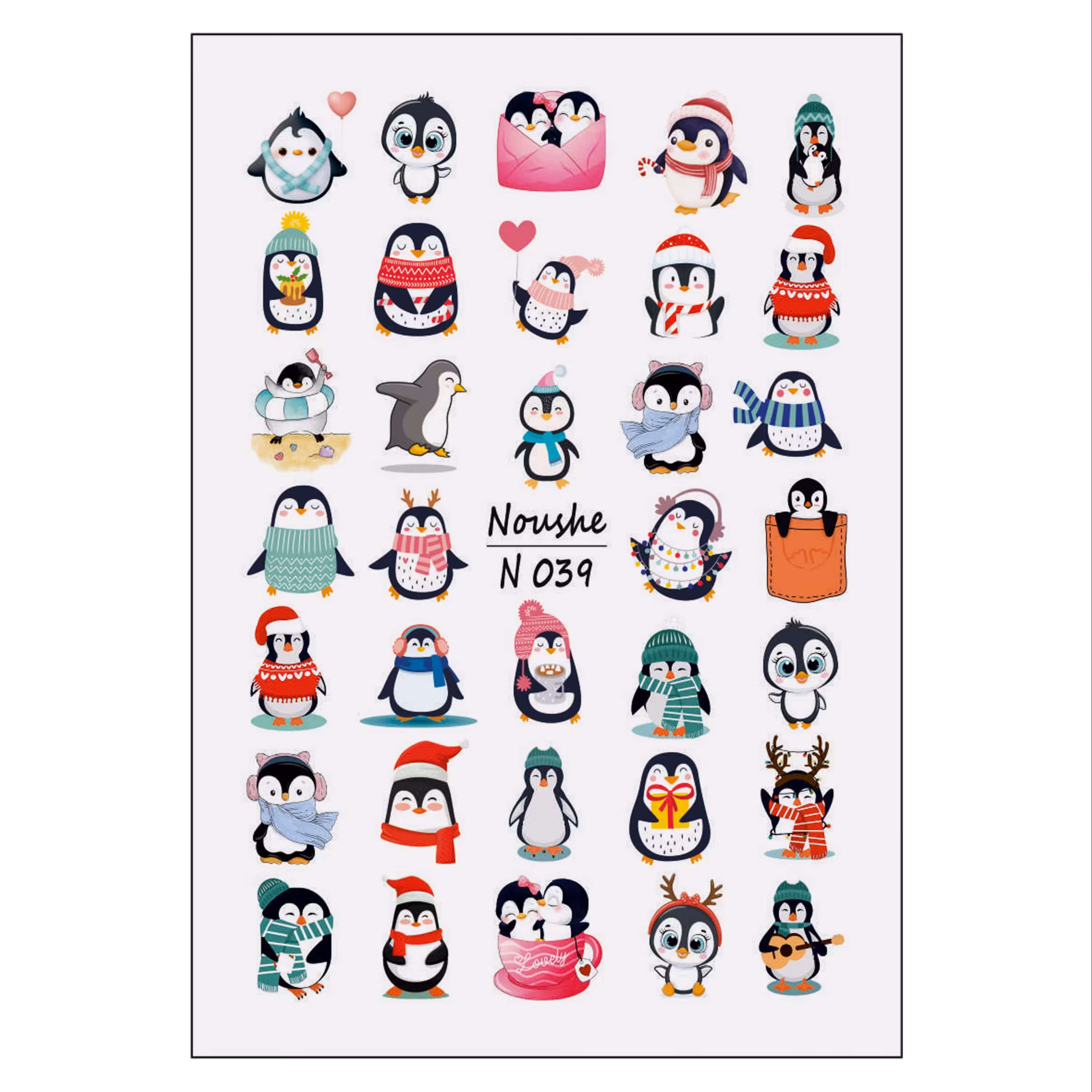 لنز ناخن نوشه مدل پنگوئن کد N039