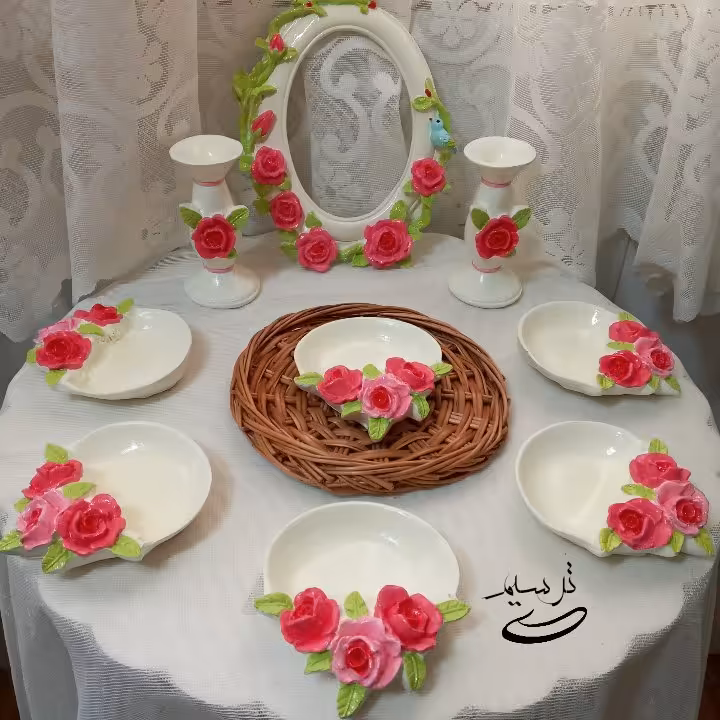 هفت سین  گل رز گچی و پودرسنگ