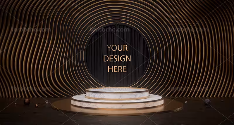 موکاپ لوگو پشت استیج | گرافیک با طعم تربچه