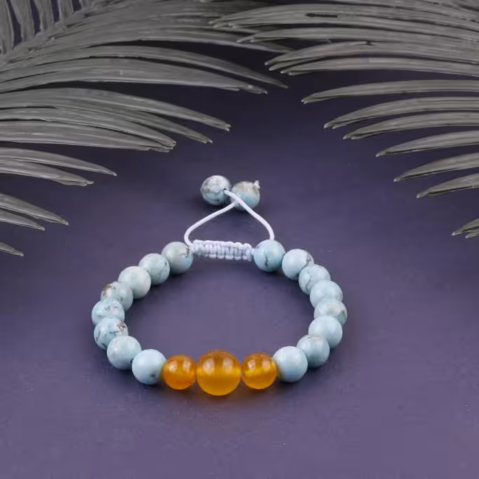 
دستبند فیروزه و عقیق زرد شرف الشمس 
