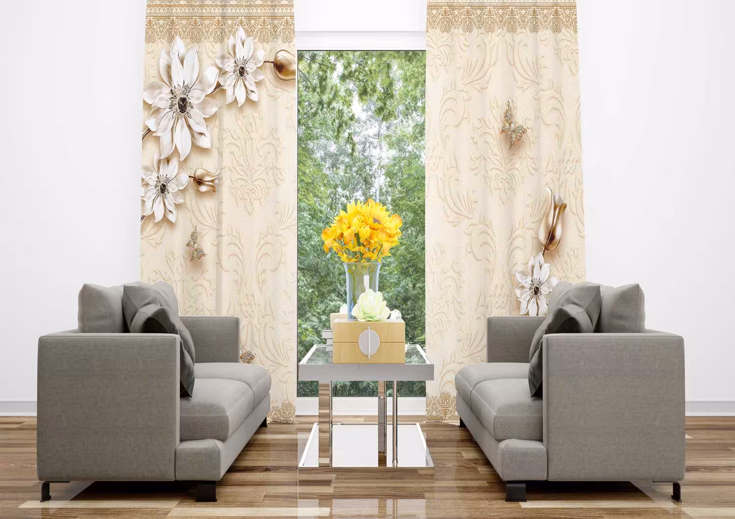 پرده تصویری گل کلاسیک