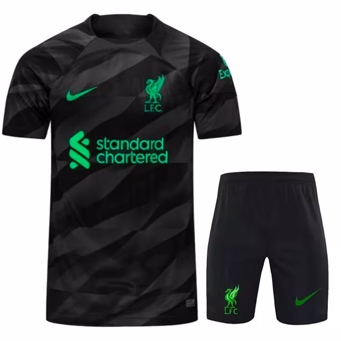 کیت دروازه بانی لیورپول 2024 ست پیراهن و شورت با لوگوی دوختی