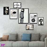 تابلو بکلیت طرح نقاشی مدرن سیاه و سفید مدل B-1788 مجموعه 7 عددی