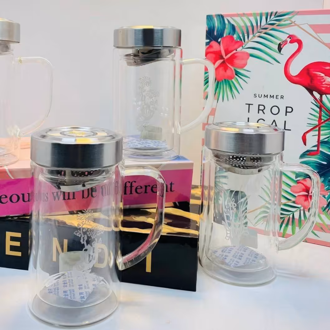 لیوان دمنوش دوجداره دسته دار یک عددی