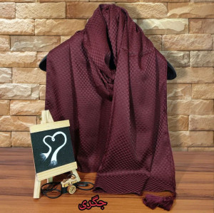 شال نخی چهارخونه ای براق منگوله دار کد 1035