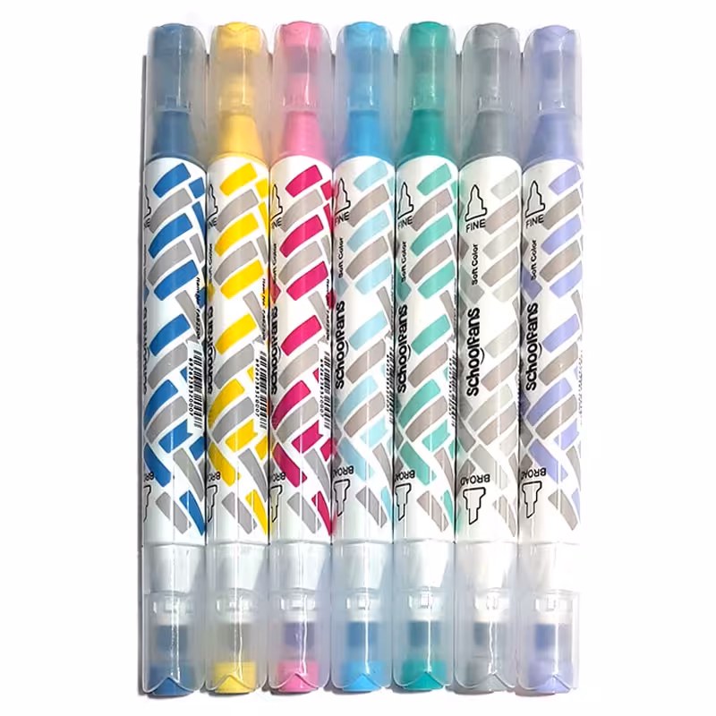 خرید ماژیک هایلایت پاستلی اسکول فنس قلمی دو سر بسته 7 رنگ