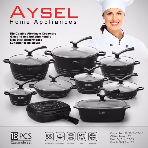 سرویس قابلمه 18پارچه آیسل Aysel مدل آیدا Ayda