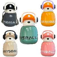 فلاسک استیل 460 میل نی دار طرح خرس هدفون دار Baysball