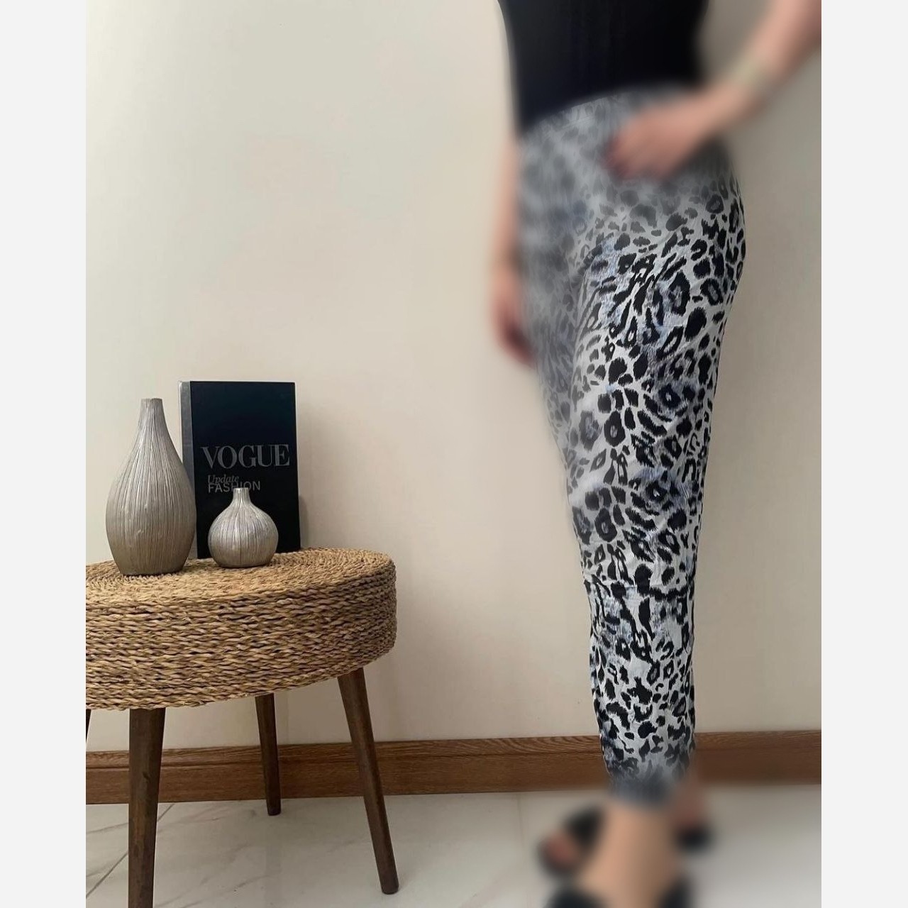 شلوار زنانه گیاهی پلنگی خارجی مدل اسلش سندبادی فری سایز تا 48 نرم، لطیف و مناسب استایل روزمره