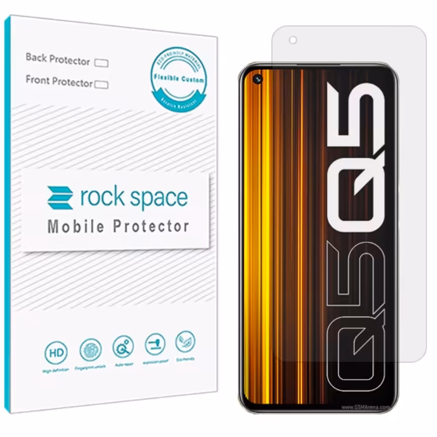 گلس نانو هیدروژل شفاف و ضد ضربه گوشی ریلمی Q5 برند راک اسپیس     