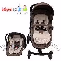 کالسکه کریر کاپلا مدل لیون رنگ کرم قهوه ای با صندلی دوطرفه و کریکات شونده   Capella Laon