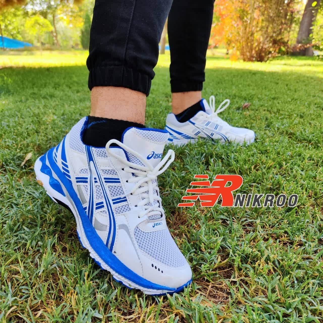 کتونی اسپرت مردانه اسیکس رنگ ( سفید ، آبی ) سایز 41 تا 44