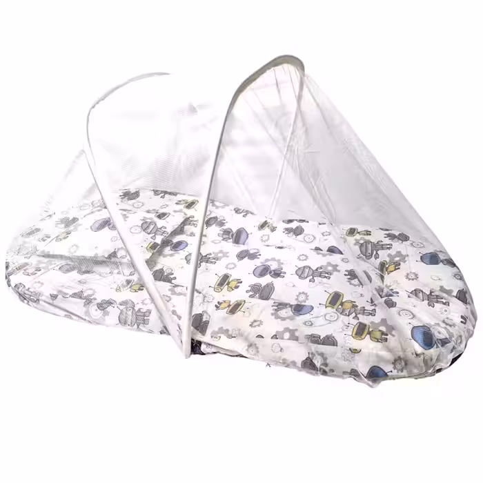 پشه بند فنری نوزاد با تشک و بالش نخی طرح ربات بیبی لایک Baby Like