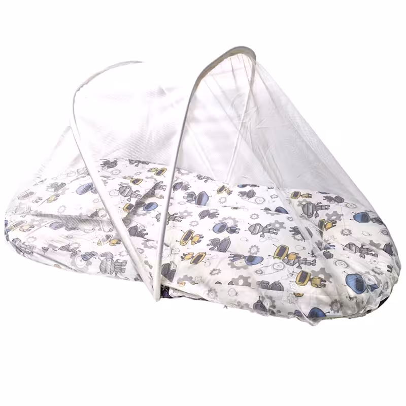 پشه بند فنری نوزاد با تشک و بالش نخی طرح ربات بیبی لایک Baby Like