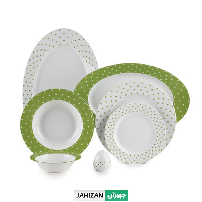 سرویس چینی زرین 28پارچه اسپاتی سبز سری ایتالیا (عالی)