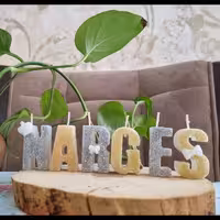 شمع حروف اکلیلی لاتین اسم دختر  نرگس تزیینی 