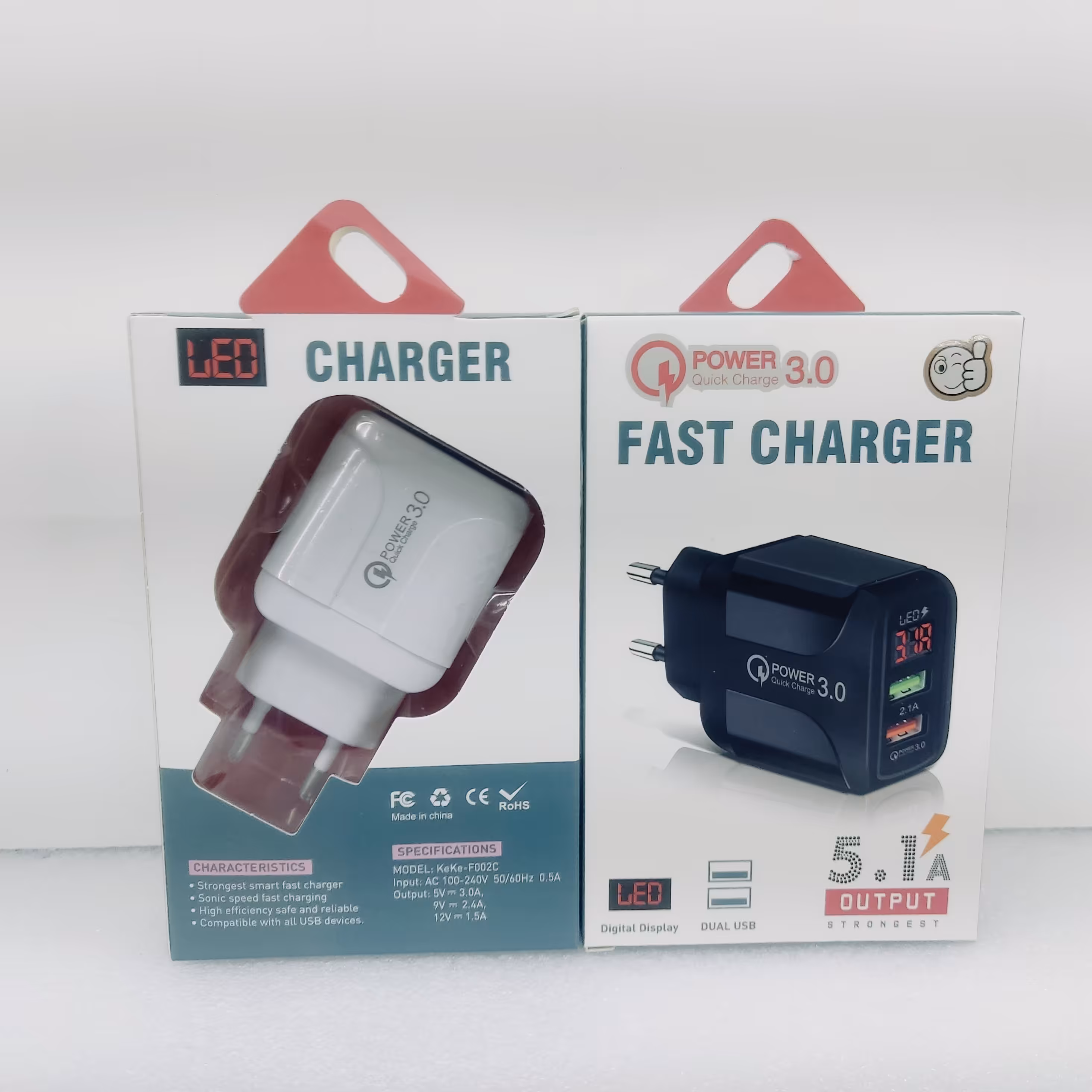 آداپتور و کلگی شارژر دو پورته فست شارژ با نمایشگر