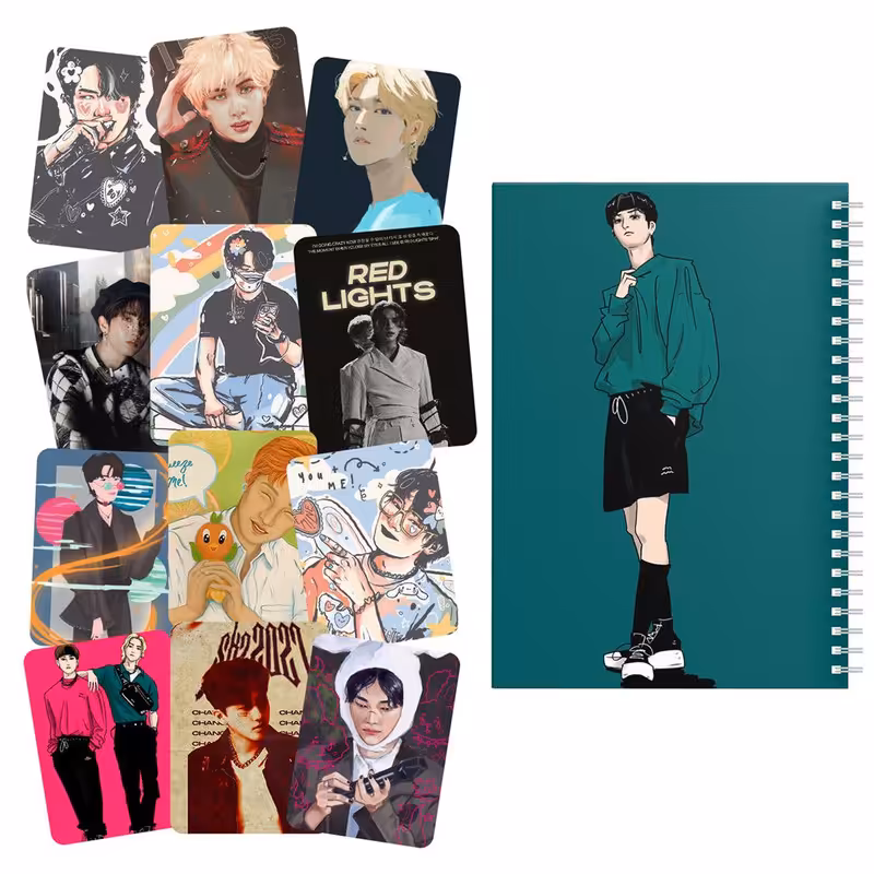 دفتر مشق باژیکان طرح Stray Kids Fanart کد 20211819 به همراه برچسب  مجموعه 12 عددی