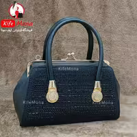 کیف مجلسی زنانه نگین شیشه ای قفل منگو زنونه مشکی تک و عمده  کیف مونا