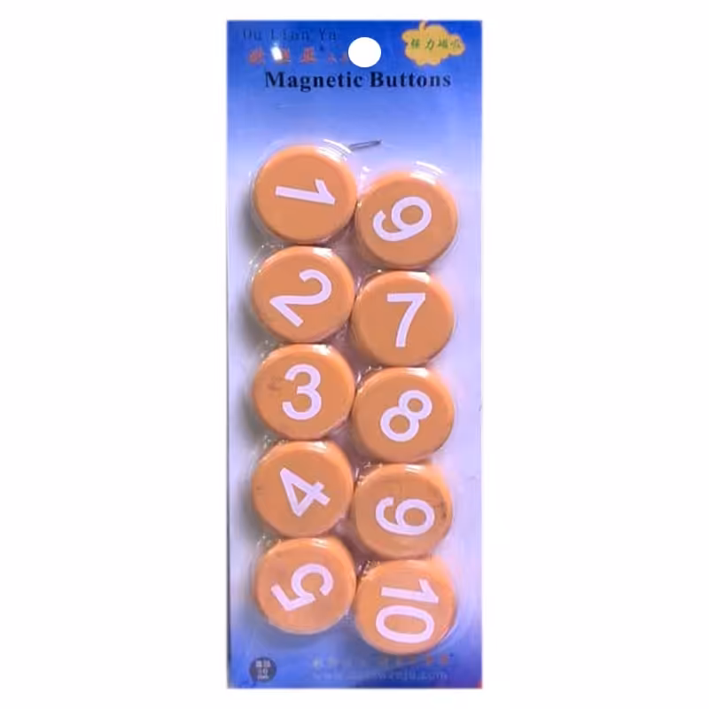 خرید مگنت دایره ای رنگی قطر 2 سانت طرح اعداد بسته 10 عددی