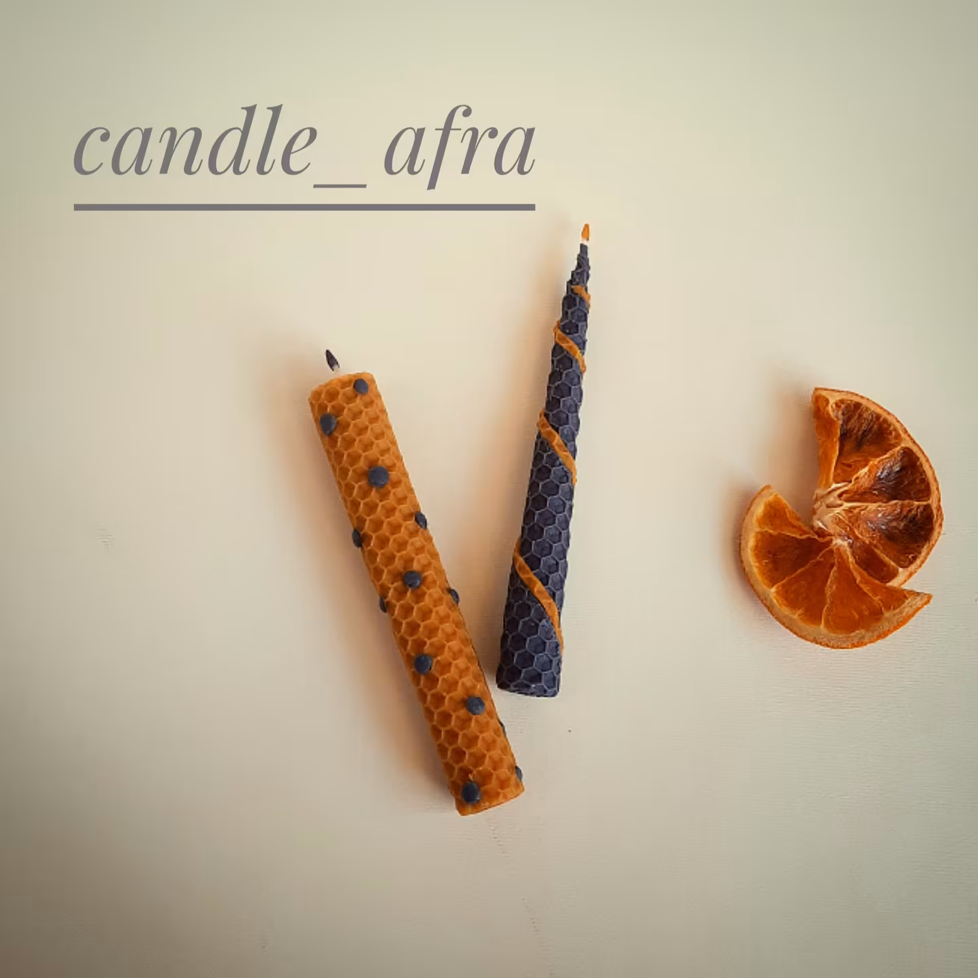 شمع موم عسلی دوتایی