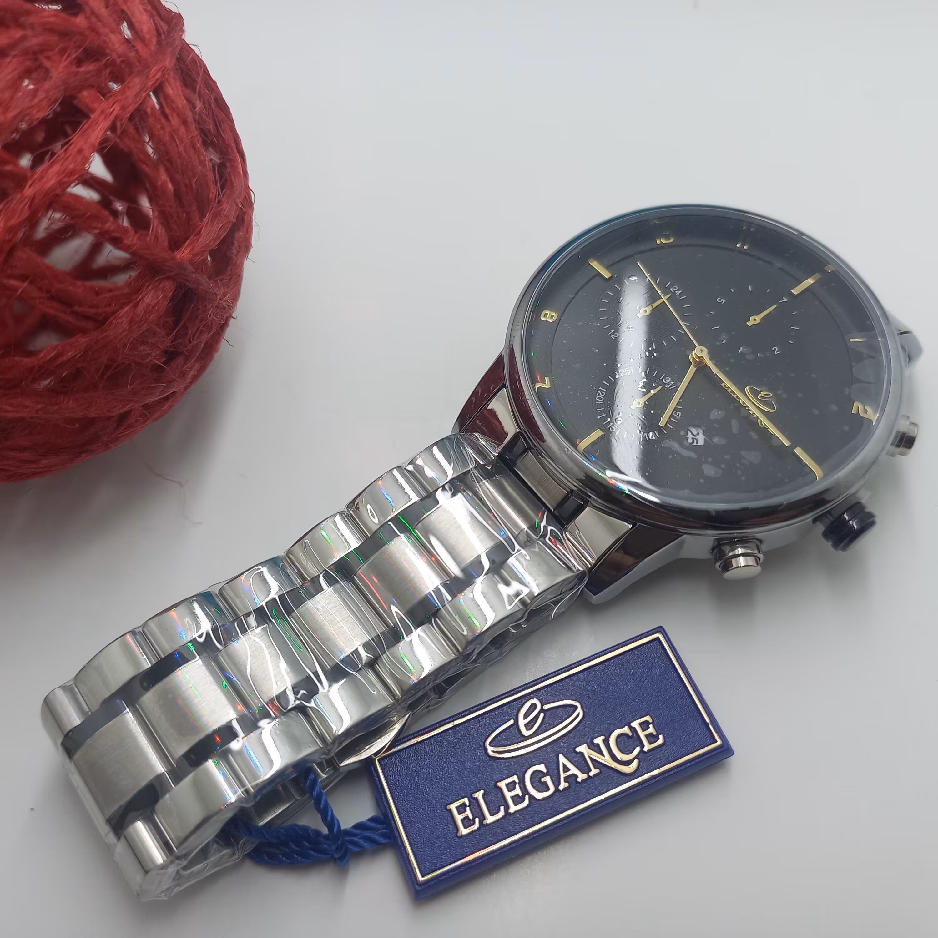 ساعت مچیelegance طرح 3موتور ست زنانه مردانه استیل مشکی