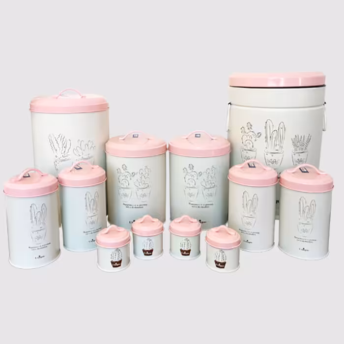 ست 8 4 پارچه فانتزی كرم بدنه كاكتوس – درب صورتی فلزی UN-9015