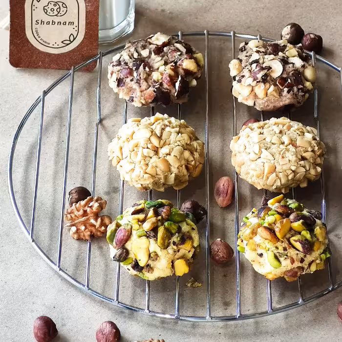 کوکی مغزدار(اُسکارپسته،اُسکارفندوق،اُسکاربادام زمینی) کاملا ارگانیک و خانگی بدون موادنگهدارنده با ماندگاری بالا