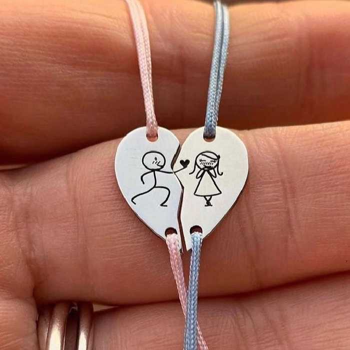 دستبند ست زوج فانتزی استیل با قابلیت حک 