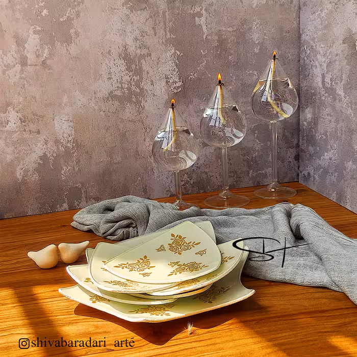 هفت سین یا بشقاب های دکوراتیو ستاره شیشه ای
