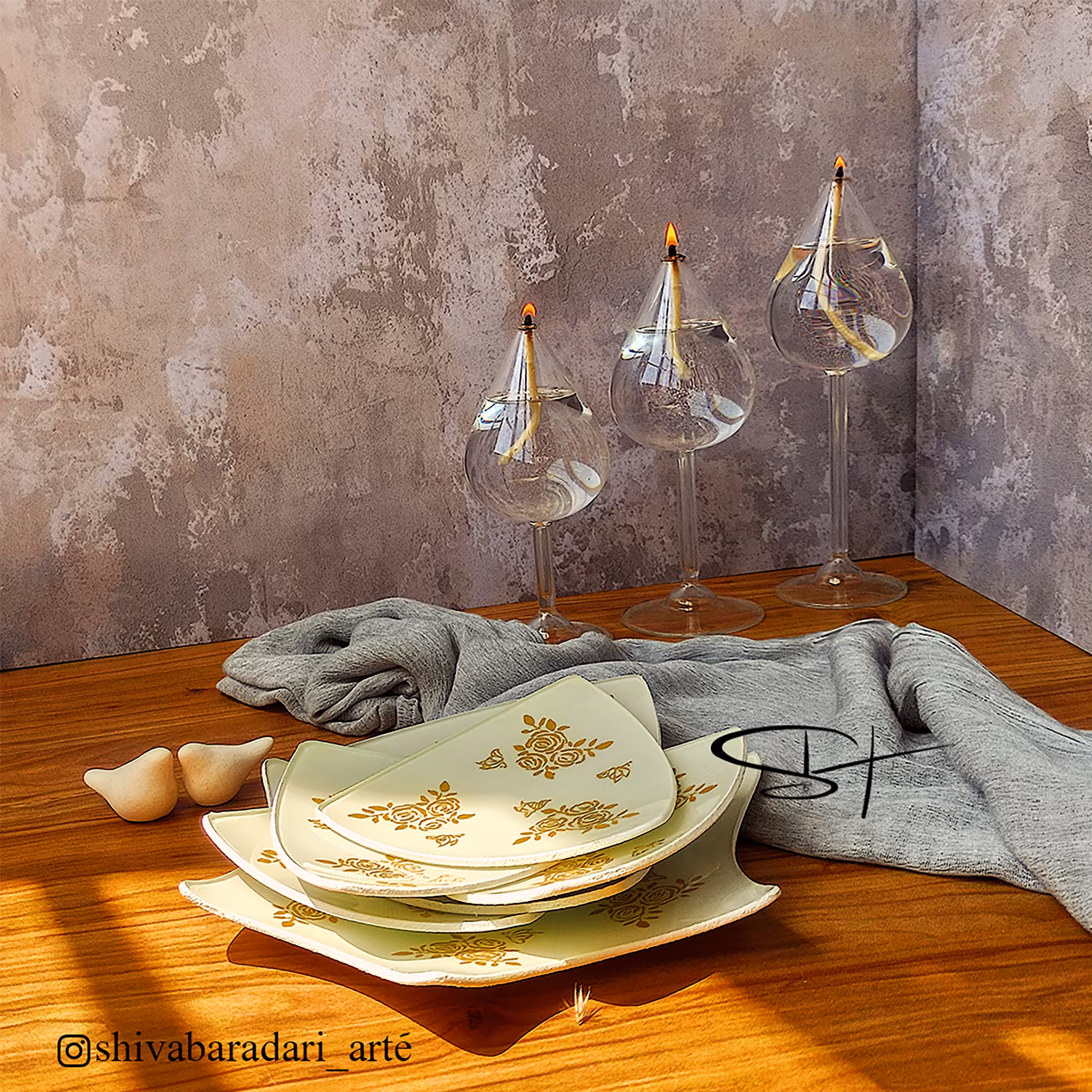 هفت سین یا بشقاب های دکوراتیو ستاره شیشه ای
