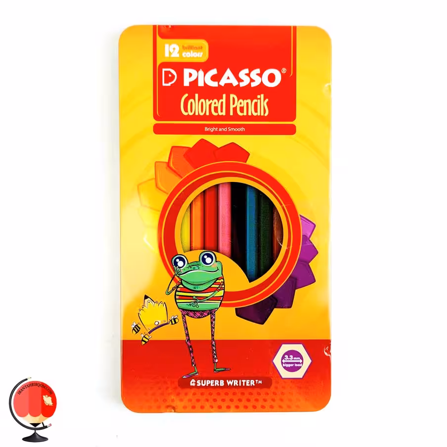 مداد رنگی 12 رنگ جعبه فلزی پیکاسو طرح قورباغه