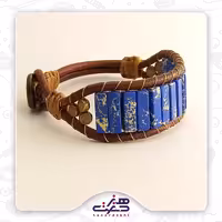 دستبند چرم و سنگ فیروزه آفریقایی