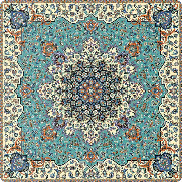 رومیزی ترمه  یک متر در یک متر ابریشمی  طرح فرحزاد برند حسینی