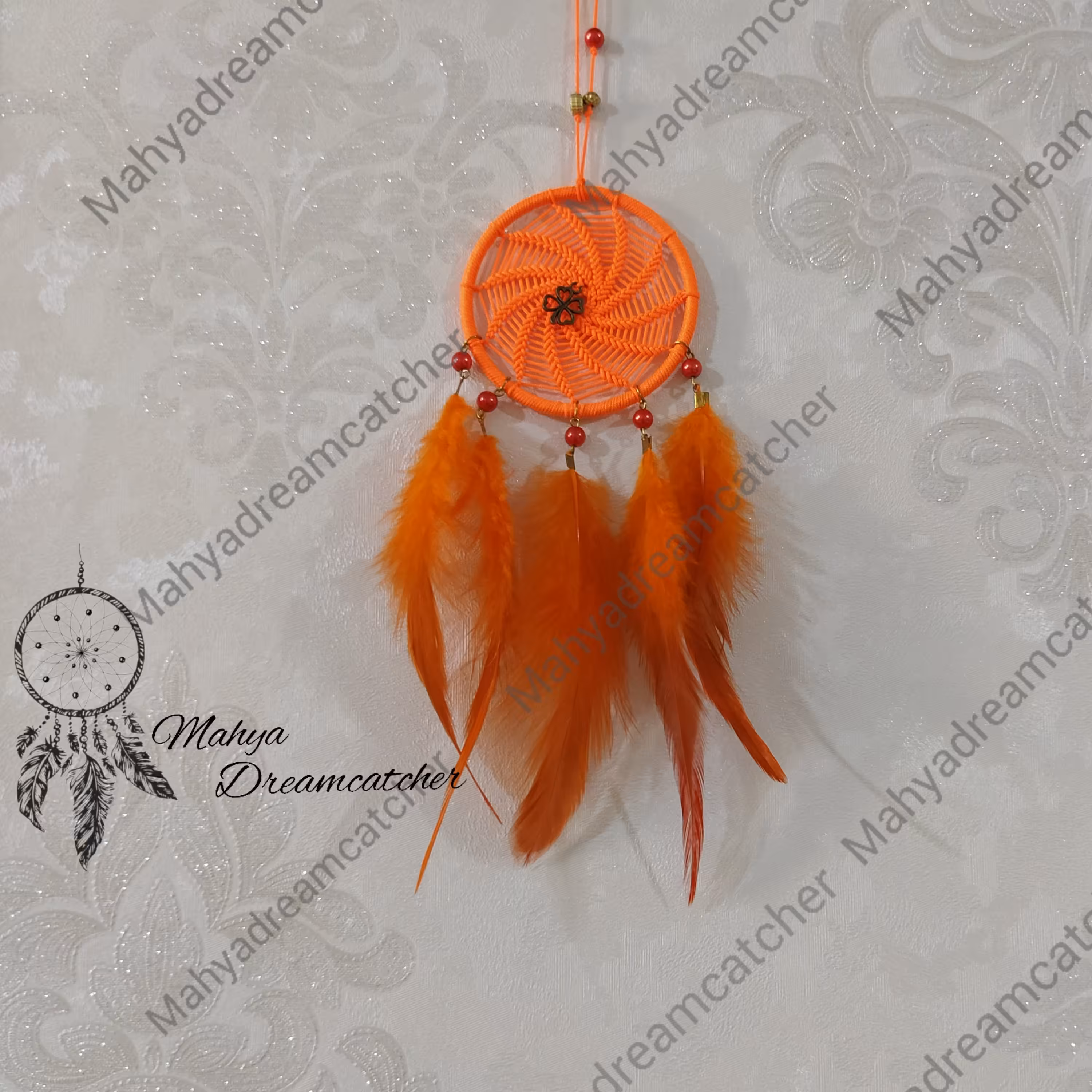  دریمکچر یا رویا گیر مخصوص آویز ماشین یا آویز دیواری  سایز 7سانت رنگ نارنجی کد 13