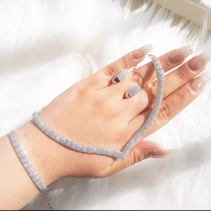 سرویس تنیسی4رج نقره925 ابکاری طلا کاملامشابه طلا