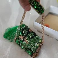 کیف سبز جواهر دوزی