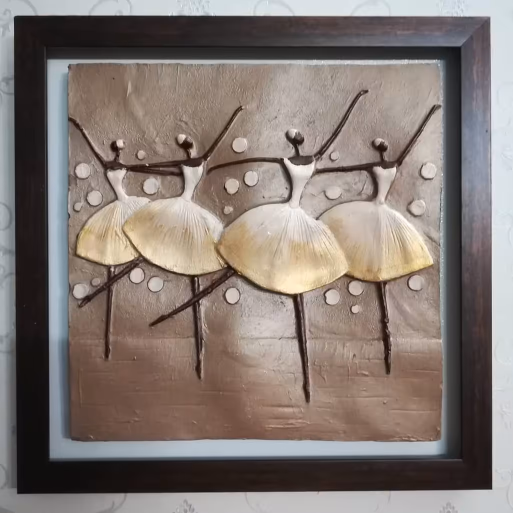 تابلو برجسته رقص باله  (بژ، کرمی)