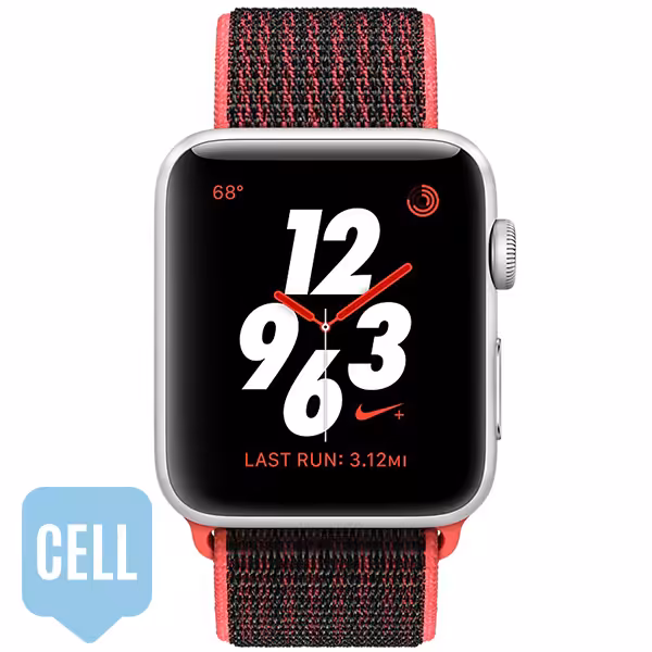 سری 3 نایکی پلاس زنانه 38 میلیمتری Silver Aluminum Case with Bright Crimson Black Nike Sport Loop - Hiapple.ir