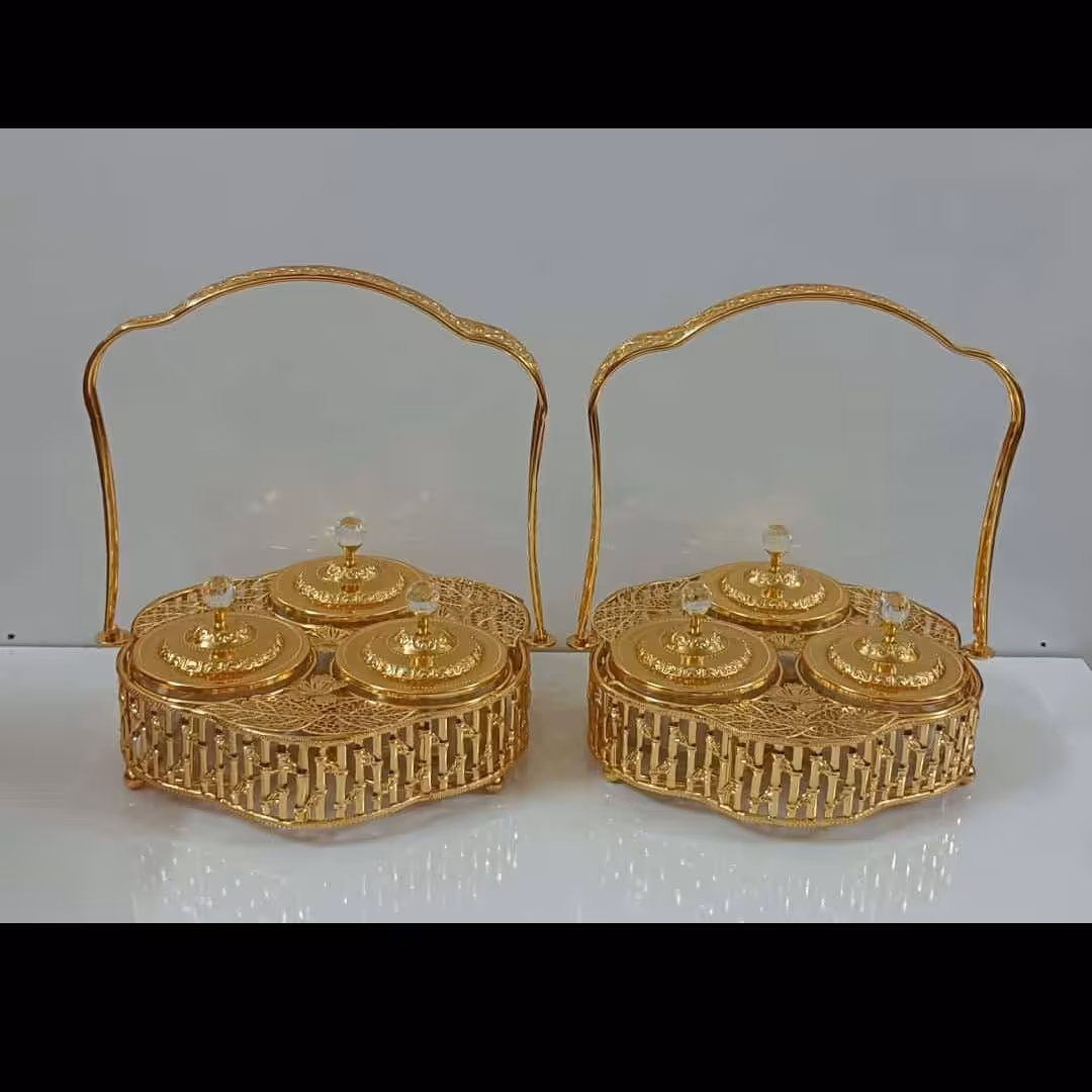 جای آجیل سه خانه طلایی