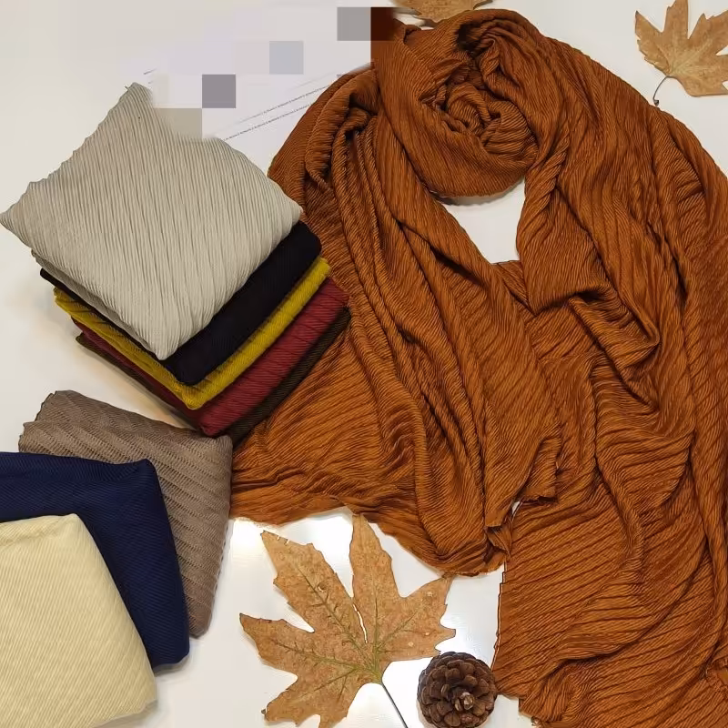 شال ساده نخی پاییزه پلیسه 