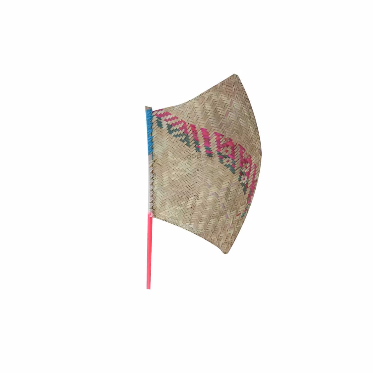 بادبزن حصیری تبری بزرگ دسته رنگی