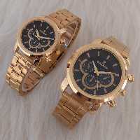 ساعت ست رومانسون طلایی صفحه مشکی