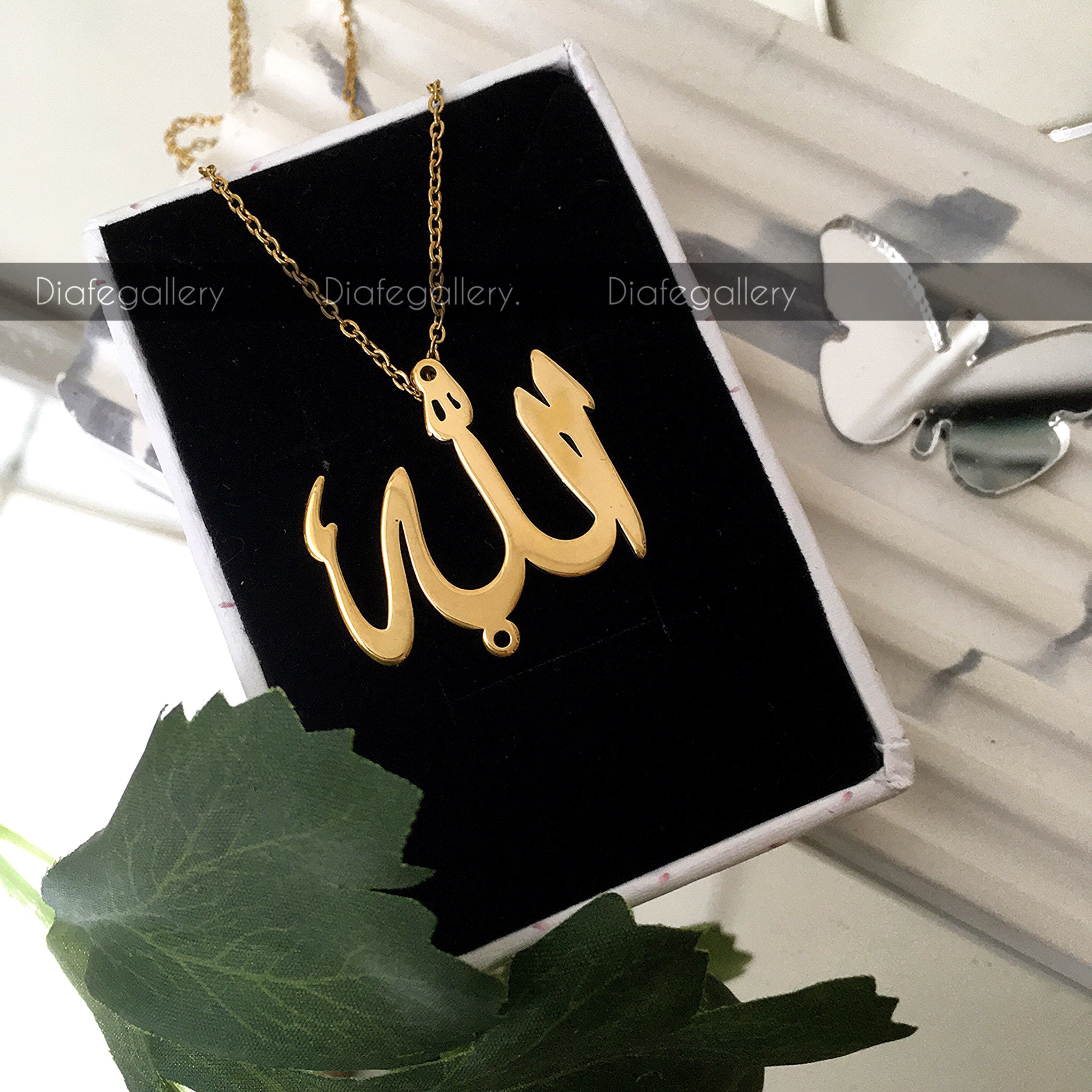گردنبند نام مبارک الله با پلاک اسم و زنجیر جنس استیل رنگ ثابت