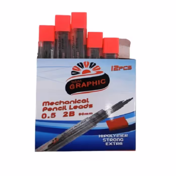 بسته 12 عددی مغز مداد بلند 0.7 گرافیک با مغز کره ای- مغز اتود