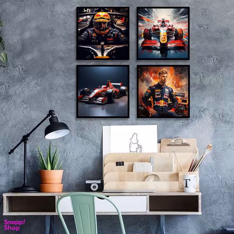 تابلو بکلیت طرح ماشین مسابقه ای رالی مدل B-1201 مجموعه 4 عددی