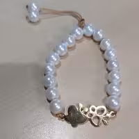 دستبند مروارید و پلاک پروانه