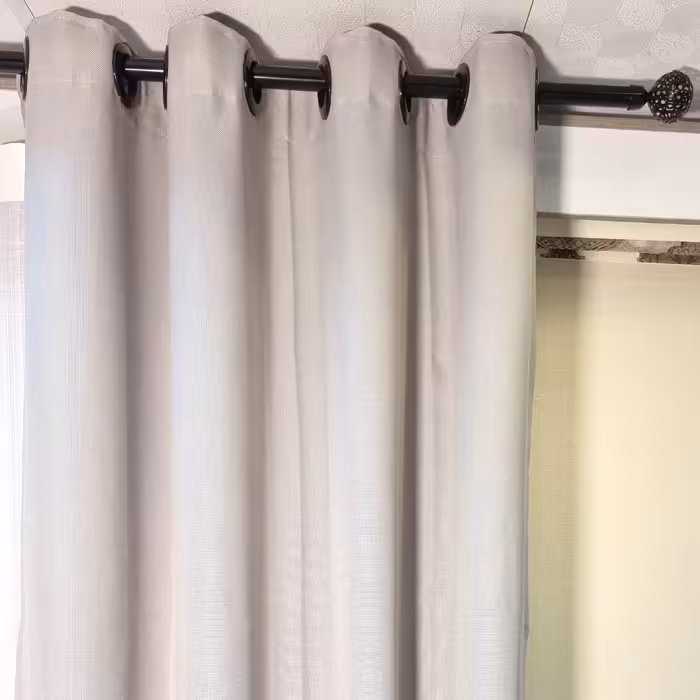 پرده آماده کتان گونی بافت کوتاه  طوسی ،مدل پانچ در ابعاد 140×180کد 270