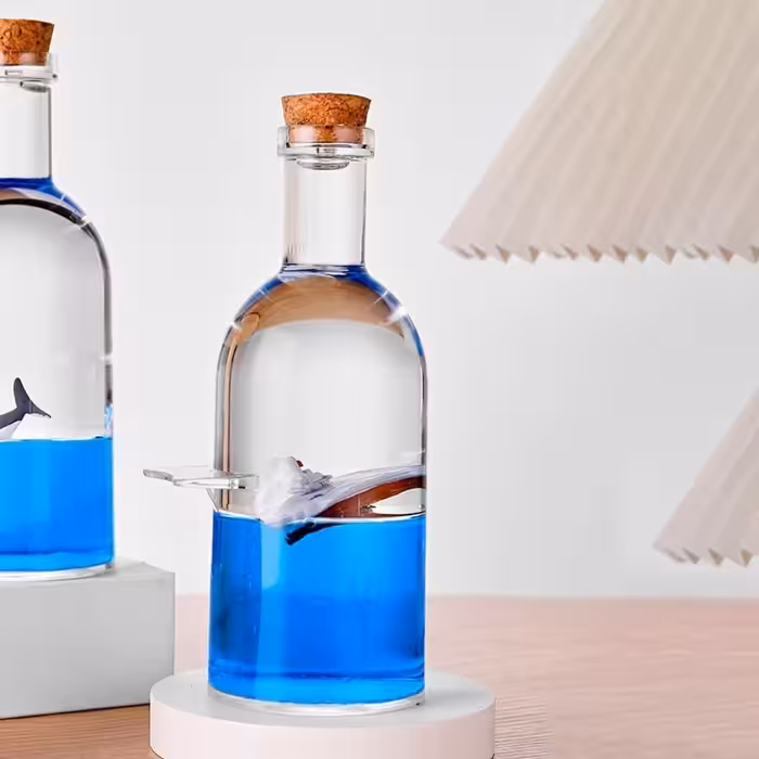 بطری دکوراتیو کشتی شناور در آب