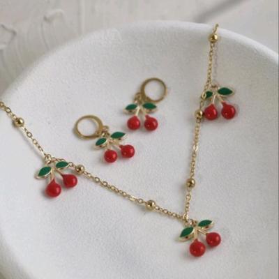 گوشواره گیلاسی استیل، تابستونی، طلایی
